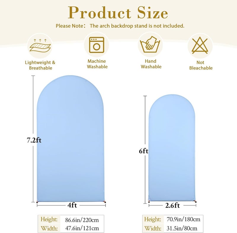 Suppromo Blue and White Arch Cover Set of 2 Spandex 7.2 and 6ft Arch Backdrop Cover Wedding Arch Stand Covers for Baby Shower Boy Birthday Party Bridal Shower Banquet Photo Background Decorations - Image 5