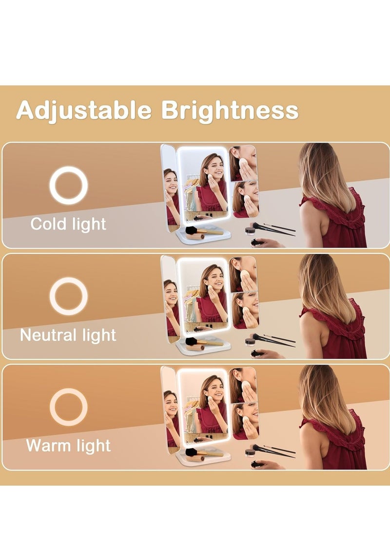 ELTRAZONE 3-Fold Lighted Makeup Mirror with 5X/3X/1X Magnification – 52 LED Lights, Touch Screen Control, 180° Adjustable Rotation, Portable & Foldable Vanity Mirror for Perfect Makeup and Skincare - Image 3