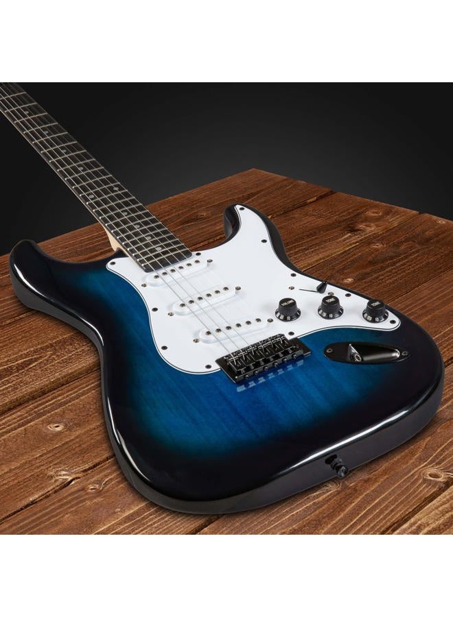 LyxPro 39 inch Electric Guitar Kit Bundle with 20w Amplifier, All Accessories, Digital Clip On Tuner, Six Strings, Two Picks, Tremolo Bar, Shoulder Strap, Case Bag Starter kit Full Size - Blue - Image 4