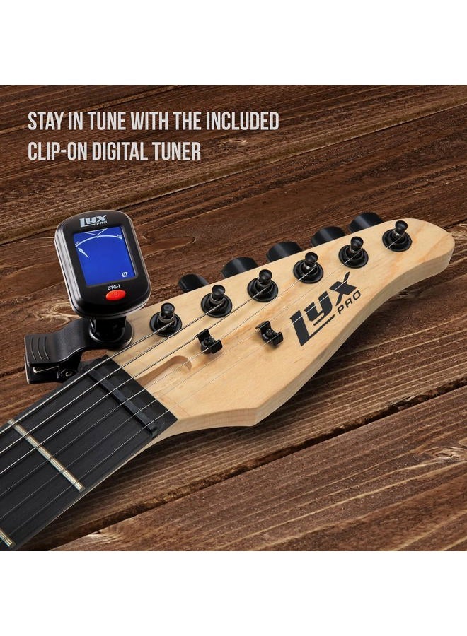 LyxPro 39 inch Electric Guitar Kit Bundle with 20w Amplifier, All Accessories, Digital Clip On Tuner, Six Strings, Two Picks, Tremolo Bar, Shoulder Strap, Case Bag Starter kit Full Size - Blue - Image 5