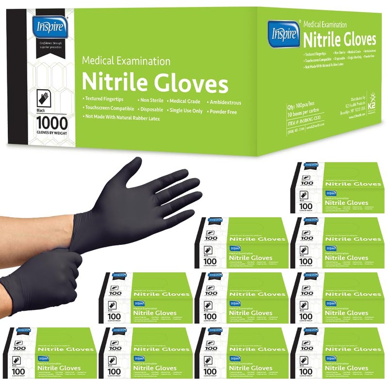 Inspire Black Nitrile Gloves | THE ORIGINAL Quality Black Gloves Disposable Latex Free | 4.5 Cooking (Nitrile, Large) - Image 1