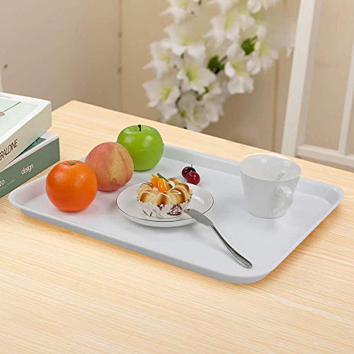 Everbuy Serving Tray Platter Rectangular Shape Trays for Drink Breakfast Tea Dinner Coffee Salad Food for Dinning Table 11x14 Inches, Color-(White) Set of 2 (Made in India) - Image 2