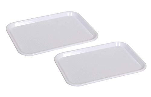 Everbuy Serving Tray Platter Rectangular Shape Trays for Drink Breakfast Tea Dinner Coffee Salad Food for Dinning Table 11x14 Inches, Color-(White) Set of 2 (Made in India) - Image 1