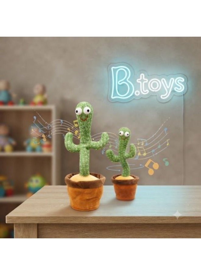 Interactive Dancing and Talking Plush Cactus Toy with Music and Recording Features