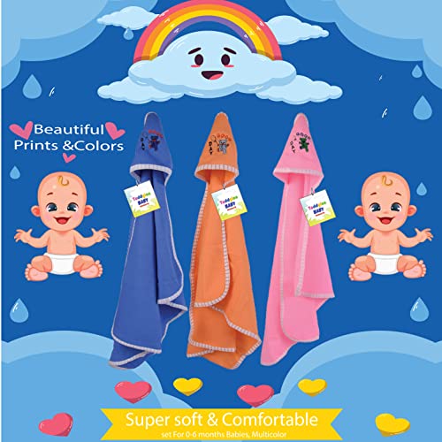 Toddylon Baby Towel New Born Baby Clothes | Cotton | Hooded | Wrapper | Blanket | Bath Robe | Carrying | Gift Combo | Infants Boys & Girls (0-6 Months) Pack of 3 - Image 2