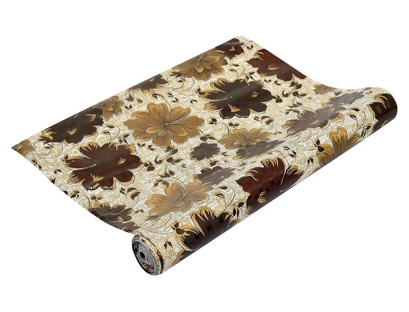 Kuber Industries Heart Home Flower Printed Shelf Liners for Kitchen ShelvescupboardsWardrobeDrawer 10 Mtr Brown - Image 5