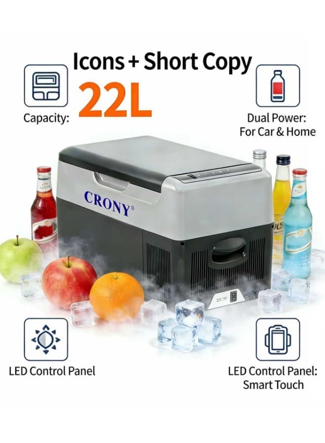 كروني ثلاجة سيارة محمولة كروني سعة 22 لترًا | ثلاجة وفريزر بضاغط سعة 22 لترًا | من -20 درجة مئوية إلى 20 درجة مئوية | تيار مستمر 12 فولت/24 فولت، 60 واط | لوحة تحكم LED، صندوق ثلج، منفذ طاقة USB، تحكم عبر التطبيق وحماية بطارية السيارة. ثلاجة وفريزر سيارة محمولة - تبريد كهروحراري من -20 درجة مئوية إلى 20 درجة مئوية، طاقة مزدوجة تيار مستمر 12 فولت/24 فولت، استهلاك منخفض للطاقة 60 واط، لوحة تحكم LED، اتصال عبر التطبيق، صندوق ثلج مدمج، منفذ طاقة USB، حماية بطارية السيارة، مثالية للتخييم والرحلات البرية والمغامرات الخارجية. - Image 2