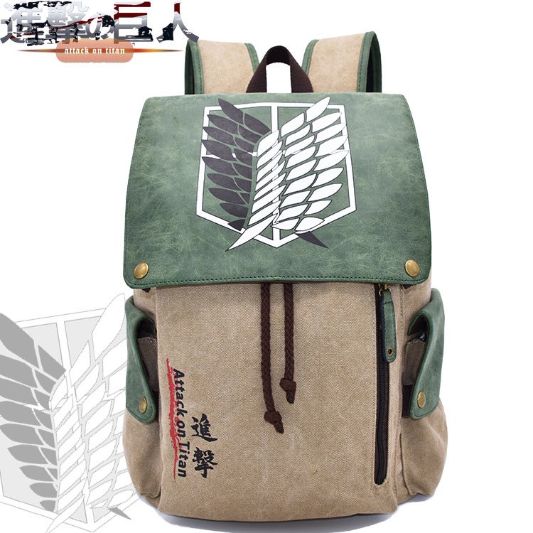 Anime Backpack One Piece Totoro Canvas Schoolbag Onslaught of Giants 