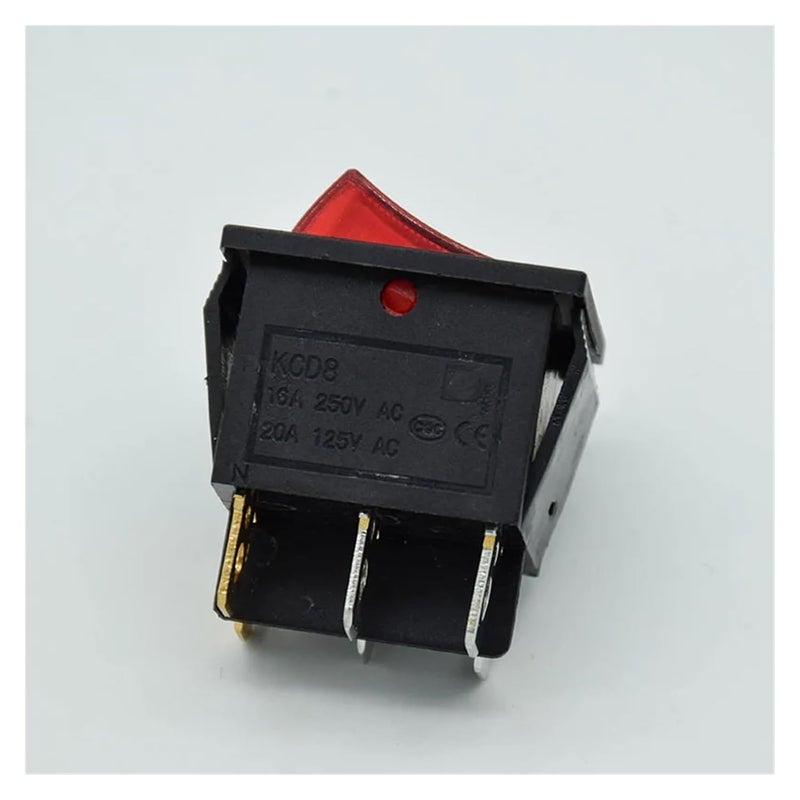 Red Double Light 6 Pin Rocker Switch Waterproof ON Off Boat Power Switch 16A 250V 20A 125V 2 Pack - Image 3