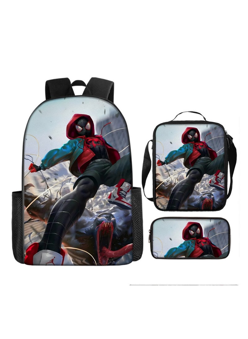 Backpacker Spider-Man Cartoon Digital Printing Children's Student School Bag Backpack 29*16*42CM + Shoulder Bag 19*6*23CM + Pencil Case 24*7*11CM Three-piece Set - Image 1