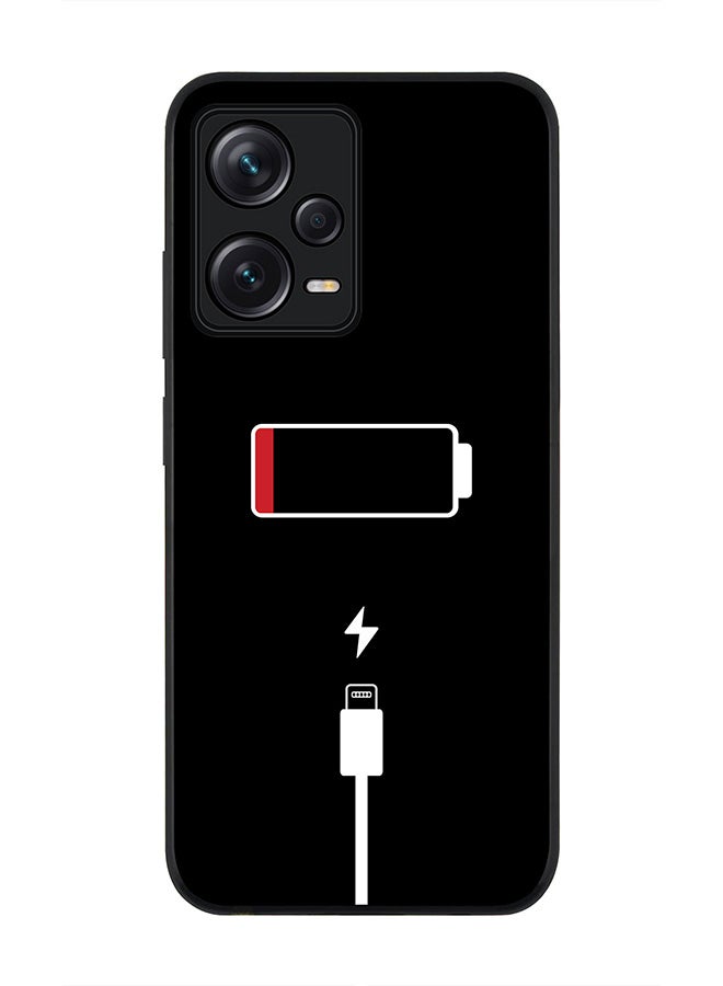 Stylizedd Rugged Black edge case for Redmi Note 12 Pro 5G Slim fit Soft Case Flexible Rubber Edges Anti Drop TPU Gel Thin Cover - Battery Empty - Image 1