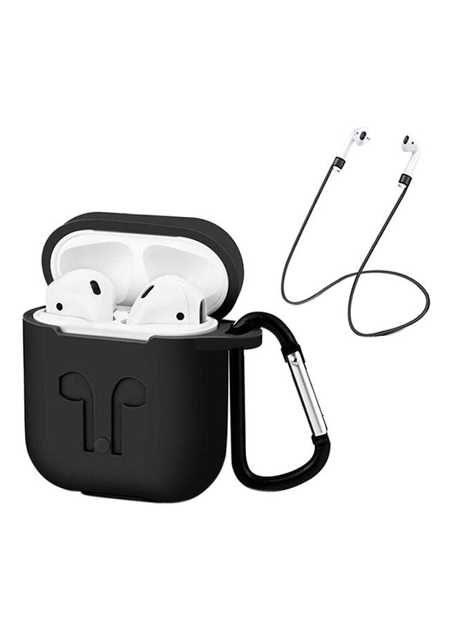 NIBEMINENT Protective Case Cover With Strap For Apple AirPods Black