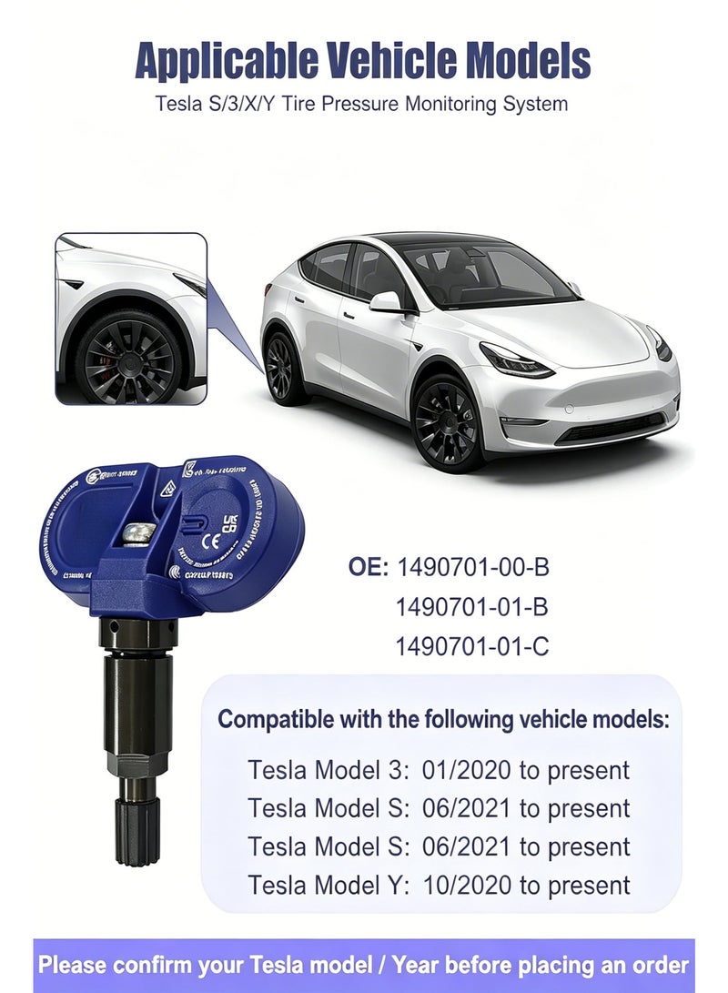 Tesla TPMS Tire Pressure Sensor, Auto Match, IP67 Waterproof, OEM Quality for Model 3/Y/S/X - Image 1
