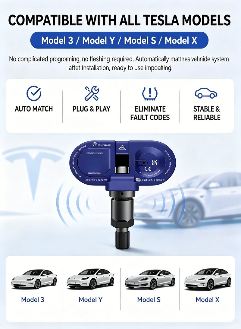 Tesla TPMS Tire Pressure Sensor, Auto Match, IP67 Waterproof, OEM Quality for Model 3/Y/S/X - Image 5