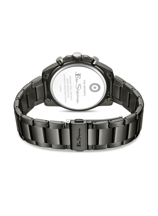 Ben Sherman Oxford Green Dial Gunmetal Stainless Steel Bracelet Chronograph Watch for Men, 44mm - Image 3