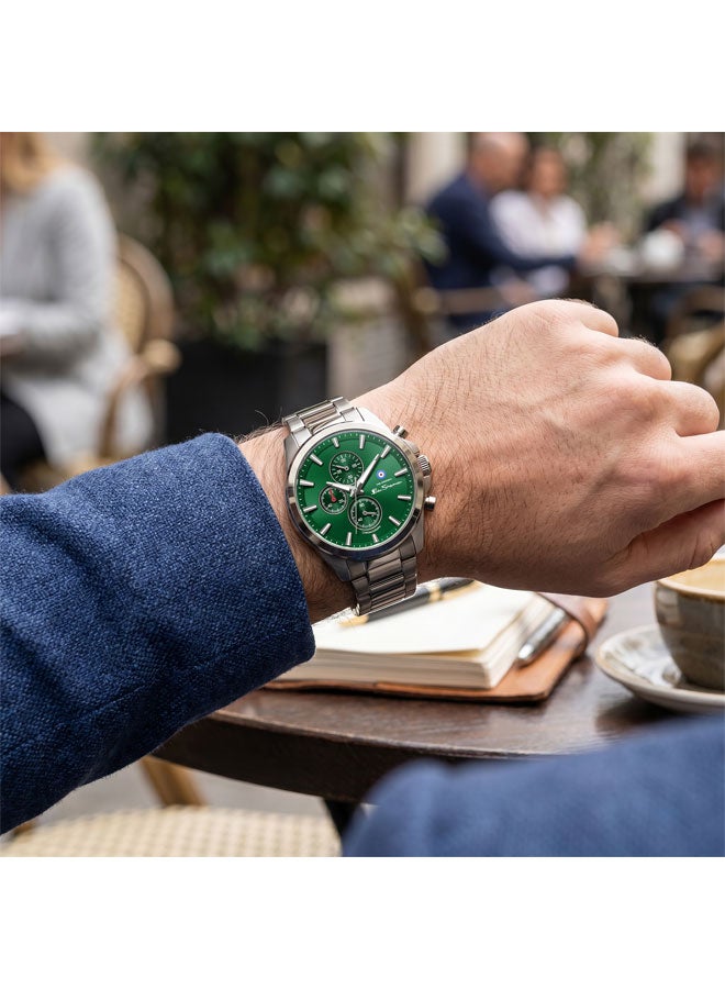 Ben Sherman Oxford Green Dial Gunmetal Stainless Steel Bracelet Chronograph Watch for Men, 44mm - Image 5