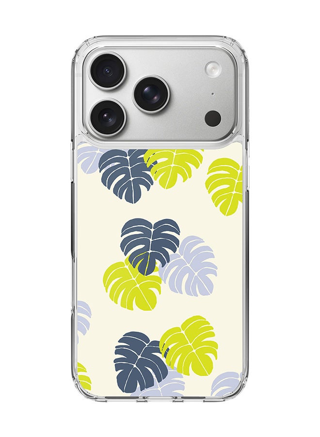 Stylizedd Classic Clear MagSafe Case for iPhone 17 Pro , Hybrid Soft Case Flexible Edges Anti Drop TPU PC Gel Thin Transparent Cover [ Designed for iPhone 17 Pro ] - Island Leaves Full Print