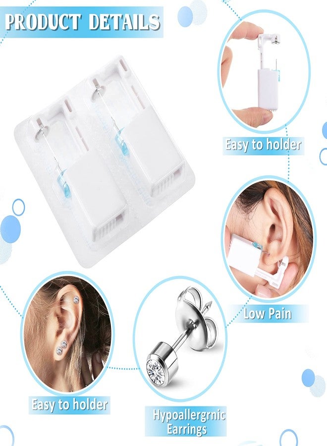 Chumia 24 Pieces Self Ear Piercing Tool Disposable Kit Household Ear Piercing Tools Safety Portable Nose Tools with 24 Pieces Crystal Earring Studs(Silver Earring - Image 4