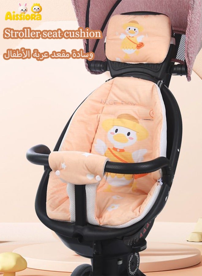 Aissiora Stroller seat cushion Infant seat cushion Thickened and breathable Universal for all seasons Cotton cushion Soft skin-friendly fabric on the front 3D breathable mesh on the back 1 cushion, 1 pillow  - Image 1