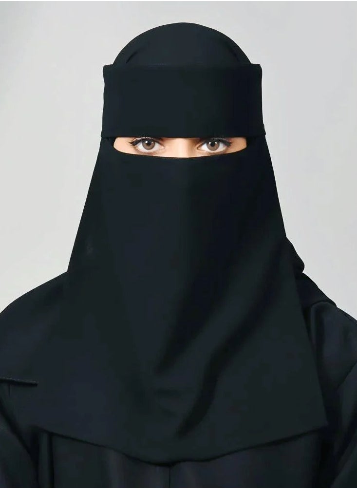 outlet abaya - A sun-length niqab with two elastic bands and a tie closure - Image 1