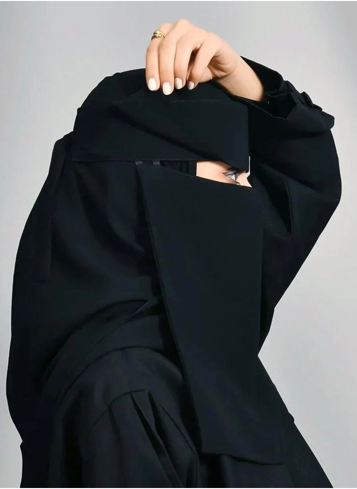 outlet abaya - A sun-length niqab with two elastic bands and a tie closure - Image 1