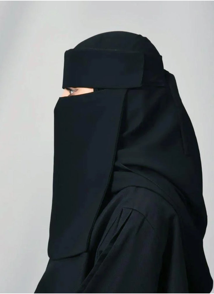 outlet abaya - A sun-length niqab with two elastic bands and a tie closure - Image 1