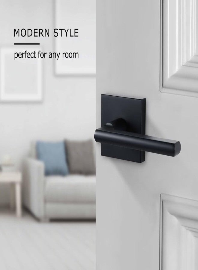 Linkaa Passage Door Lever Matte Black，Interior Door Handles for Hallway and Closet, Heavy Duty Square Interior Keyless Door Handle Non-Locking Door Knobs for Right & Left Side Door（Latch Includ） - Image 2