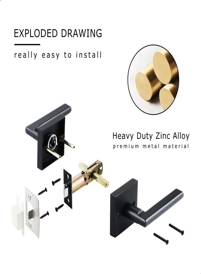Linkaa Passage Door Lever Matte Black，Interior Door Handles for Hallway and Closet, Heavy Duty Square Interior Keyless Door Handle Non-Locking Door Knobs for Right & Left Side Door（Latch Includ） - Image 4