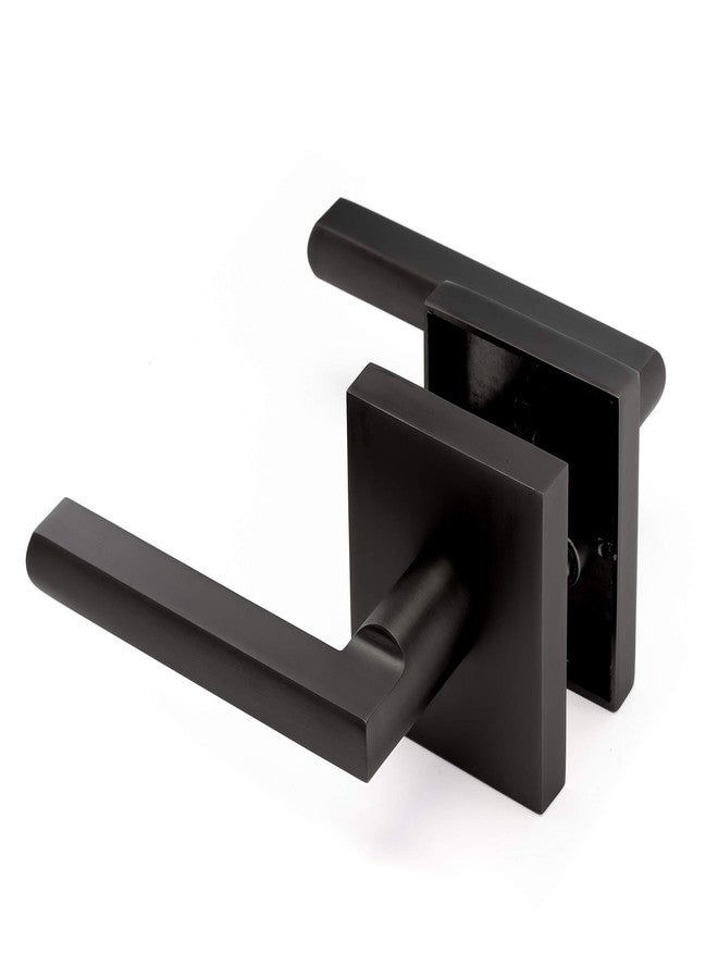 Linkaa Passage Door Lever Matte Black，Interior Door Handles for Hallway and Closet, Heavy Duty Square Interior Keyless Door Handle Non-Locking Door Knobs for Right & Left Side Door（Latch Includ） - Image 1