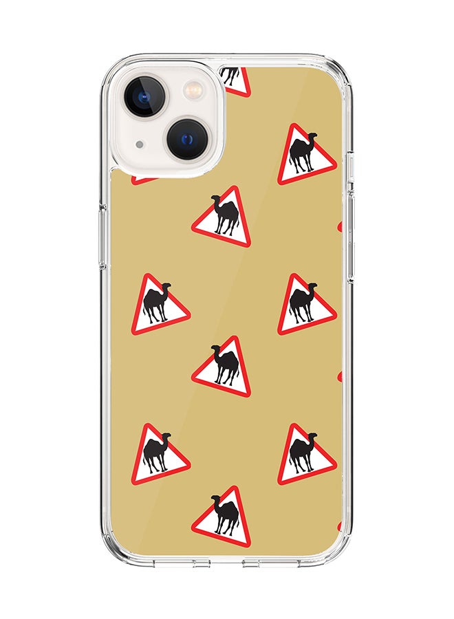 Stylizedd Classic Clear Case for Apple iPhone 14 Plus Case Hybrid Soft Cover Flexible Edges Anti Drop TPU PC Gel Thin Transparent Cover - Camel Signs Full Print