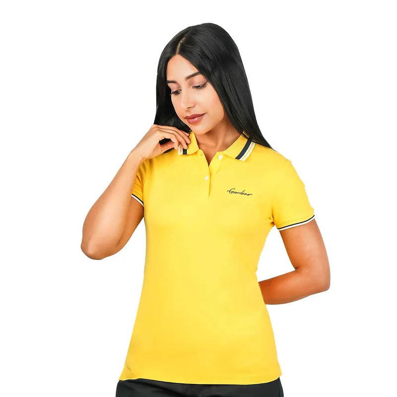 GIORDANO Women's Classic Cotton Pique Polo - Slim Fit, Embroidered Detail