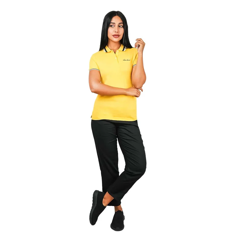 GIORDANO Women's Classic Cotton Pique Polo - Slim Fit, Embroidered Detail