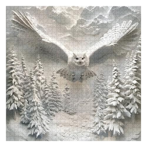 PPuzzling Snowy Owl Puzzles for Adults 1000 Pieces Nature Forest Bird Jigsaw Puzzles Winter Jungle Animal Art Puzzle as Owl Decor - Image 5