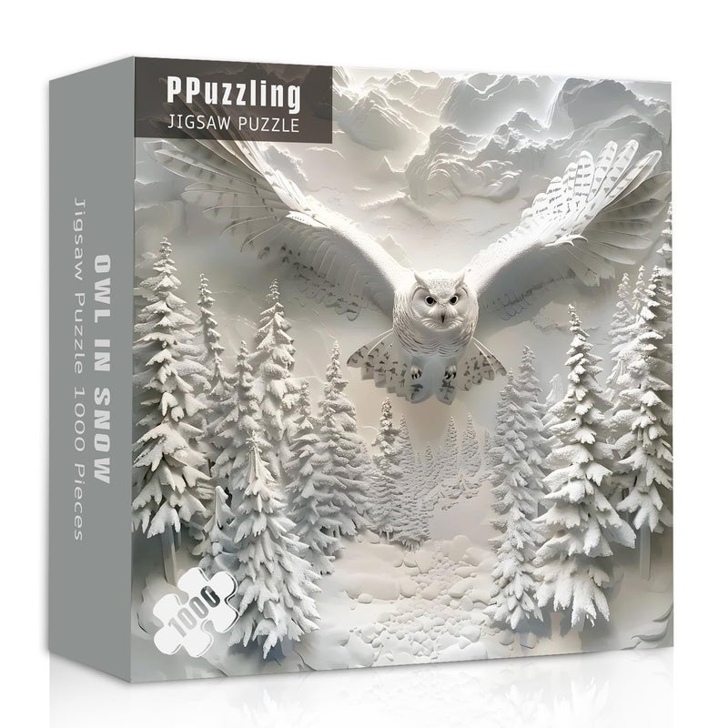 PPuzzling Snowy Owl Puzzles for Adults 1000 Pieces Nature Forest Bird Jigsaw Puzzles Winter Jungle Animal Art Puzzle as Owl Decor - Image 3