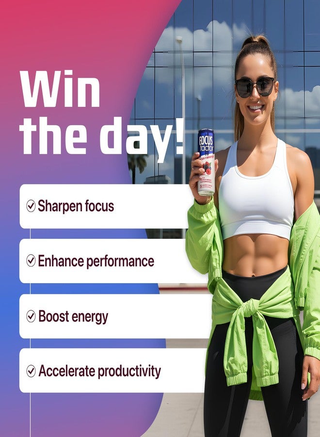 Focus Factor Energy Drink - 12 x 355ml Cans (Berry Flavour) - with Focus + Energy - Lightly Carbonated, Sugar Free, Low Calorie with Vitamin B6 & Vitamin B12 - Image 4