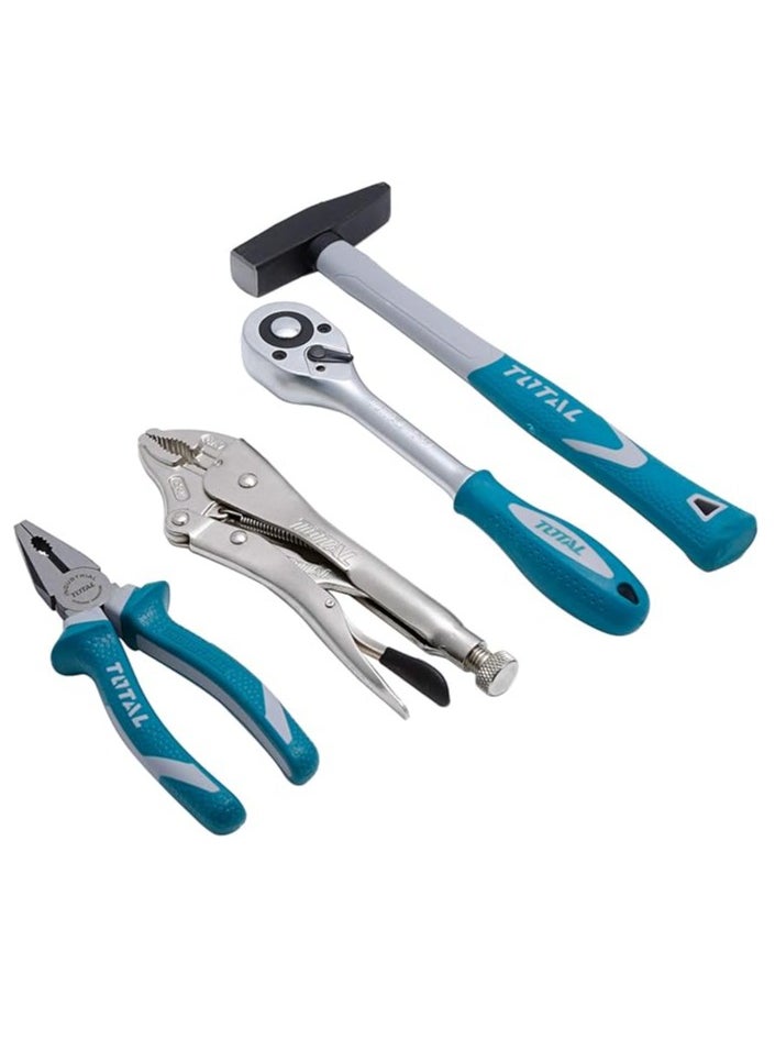 TOTAL 142-Piece Combination Tools Set with 1/2", 3/8", and 1/4" Drive Sockets, Ratchets, Wrenches, Screwdriver Bits, Spanners, Pliers, and More - Complete DIY & Automotive Tool Kit