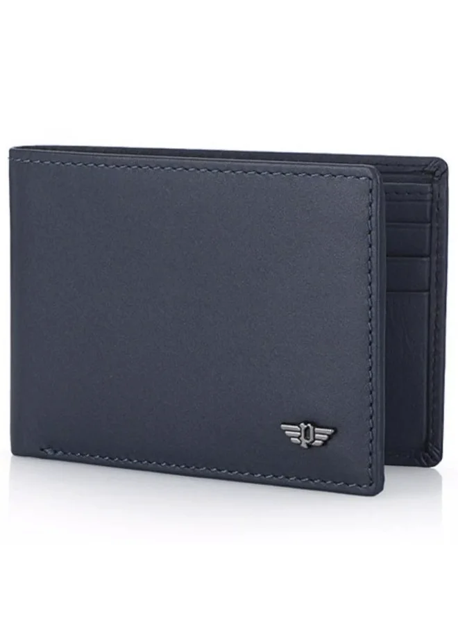 POLICE Nest Blue Leather Small Card Wallet for Men's