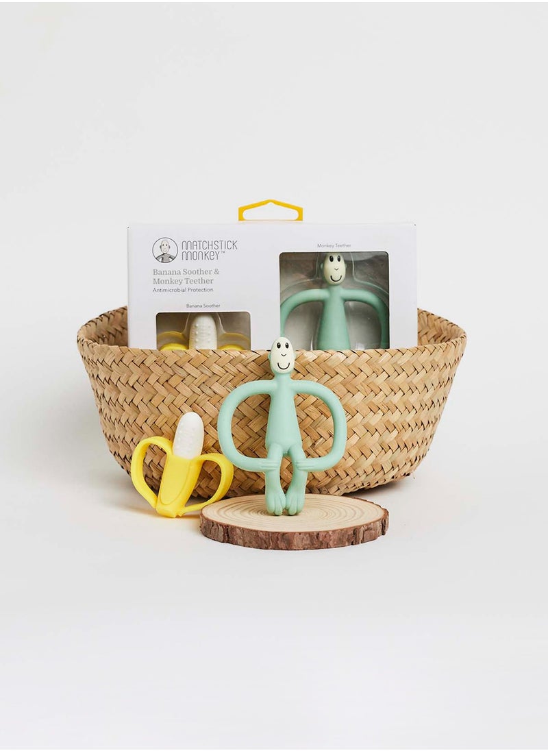 MATCHSTICK MONKEY - Banana & Monkey Gift Set Mint Green - Image 1