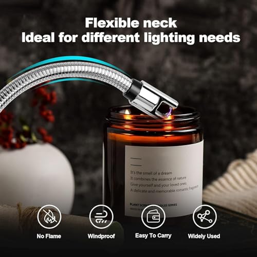 DODGE 'N WOLVES Upgraded Rechargeable Electric Gas Lighter for Kitchen Cooking Gas Stove , 360° Flexible Neck Arc Lighter Plasma Flameless Windproof USB Lighter - 400 Uses in Single Charge - Image 5