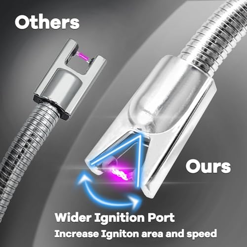 DODGE 'N WOLVES Upgraded Rechargeable Electric Gas Lighter for Kitchen Cooking Gas Stove , 360° Flexible Neck Arc Lighter Plasma Flameless Windproof USB Lighter - 400 Uses in Single Charge - Image 4