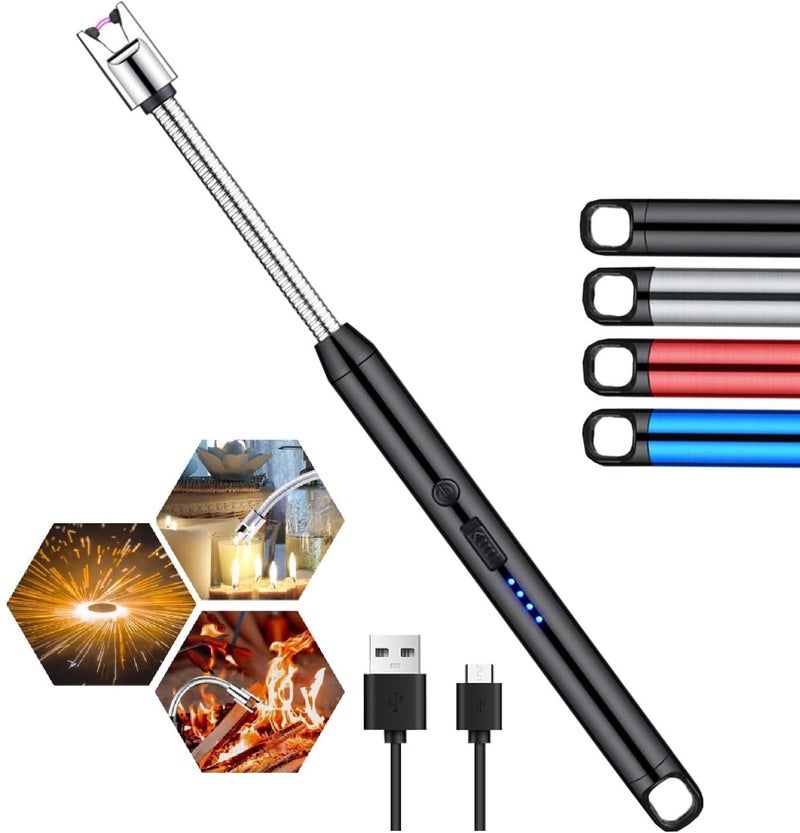 DODGE 'N WOLVES Upgraded Rechargeable Electric Gas Lighter for Kitchen Cooking Gas Stove , 360° Flexible Neck Arc Lighter Plasma Flameless Windproof USB Lighter - 400 Uses in Single Charge - Image 1