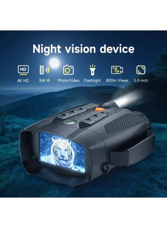 منظار الرؤية الليلية الأسود بدقة 4K HD بشاشة 3 بوصات، فيديو 1080P، قابلة لإعادة الشحن عبر USB - Image 2