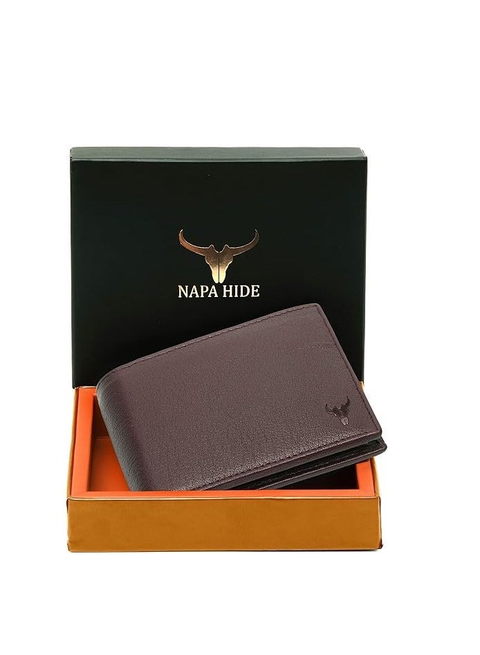 NAPA HIDE Brown Leather Wallet for Men I Handcrafted I 4 Credit/Debit Card Slots I 2 Currency Compartments I 1 Transparent ID Window - Image 2