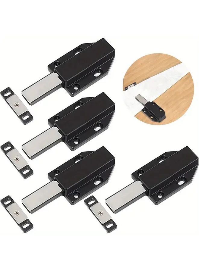 4pcs Black Magnetic Push Button Reverser For Cabinet Doors No Installation - Image 2