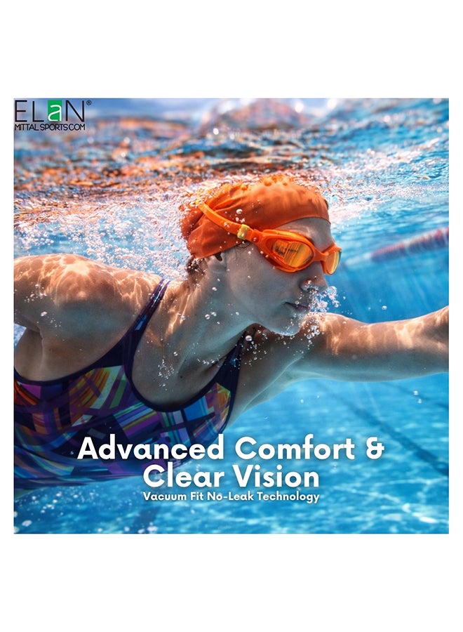 Elan ELAN Morex Professional Swim Goggles - High-Visibility Orange - Medium Lens Wide View Design - Premium Quality Anti-Fog & UV Protection Swimming Goggles for Open Water, Triathlon & Laps - Premium Goggles for Performance, Durability and Everyday Use - Image 2