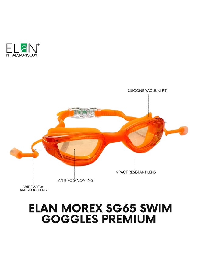 Elan ELAN Morex Professional Swim Goggles - High-Visibility Orange - Medium Lens Wide View Design - Premium Quality Anti-Fog & UV Protection Swimming Goggles for Open Water, Triathlon & Laps - Premium Goggles for Performance, Durability and Everyday Use - Image 3
