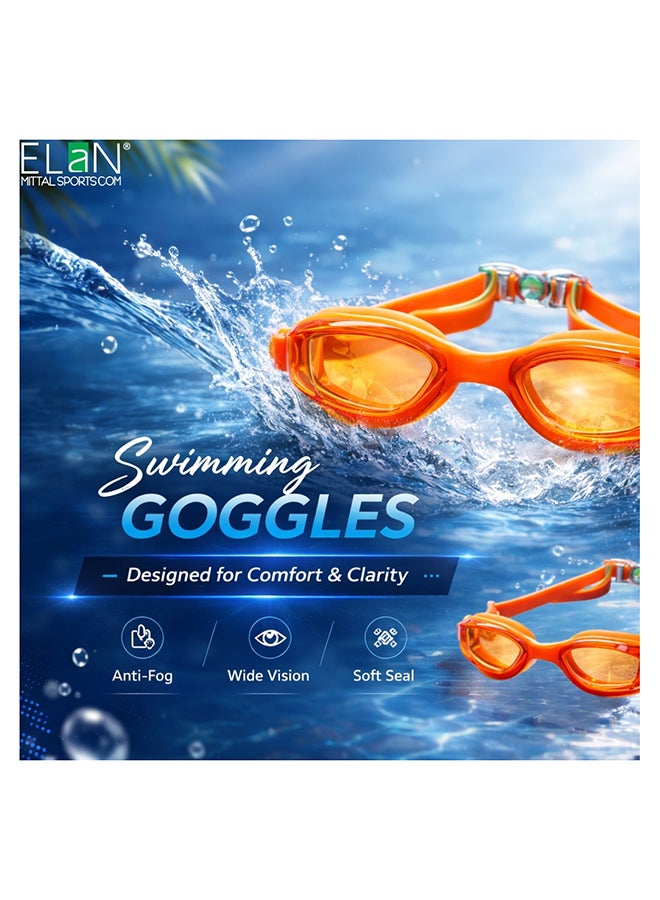 Elan ELAN Morex Professional Swim Goggles - High-Visibility Orange - Medium Lens Wide View Design - Premium Quality Anti-Fog & UV Protection Swimming Goggles for Open Water, Triathlon & Laps - Premium Goggles for Performance, Durability and Everyday Use - Image 4