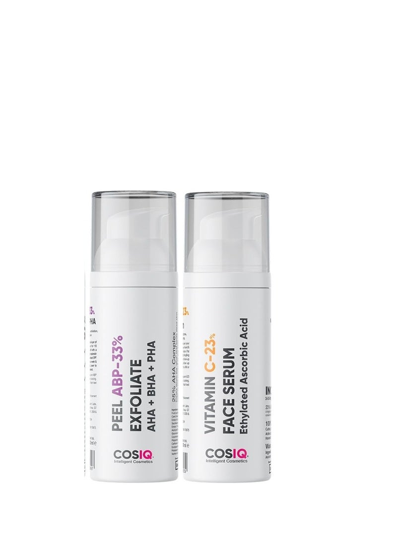 CosIQ Cos-IQ Complete Kit for Glowing & Protect Skin, SPF 50 Sunscreen 30ml, ABP-33% Strong Exfoliating 30ml, Niacinamide Vitamin B3-10% Serum 30ml, Vitamin C-23% Serum 30ml and Glycolic Acid Face Cleanser 100ml - Image 3