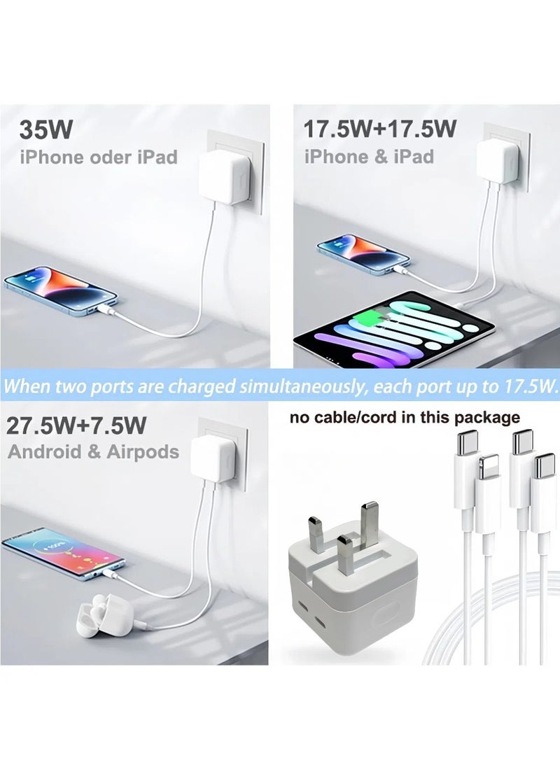 CHU DAI - USB C Plug, 35W Dual USB C Fast Charger Plug Power Adapter for iPhone 15/14/14 Plus/Pro/ 14 Pro Max/ 13/12/ 11/ X/Samsung/Pad/Speaker/AirPods - Image 1