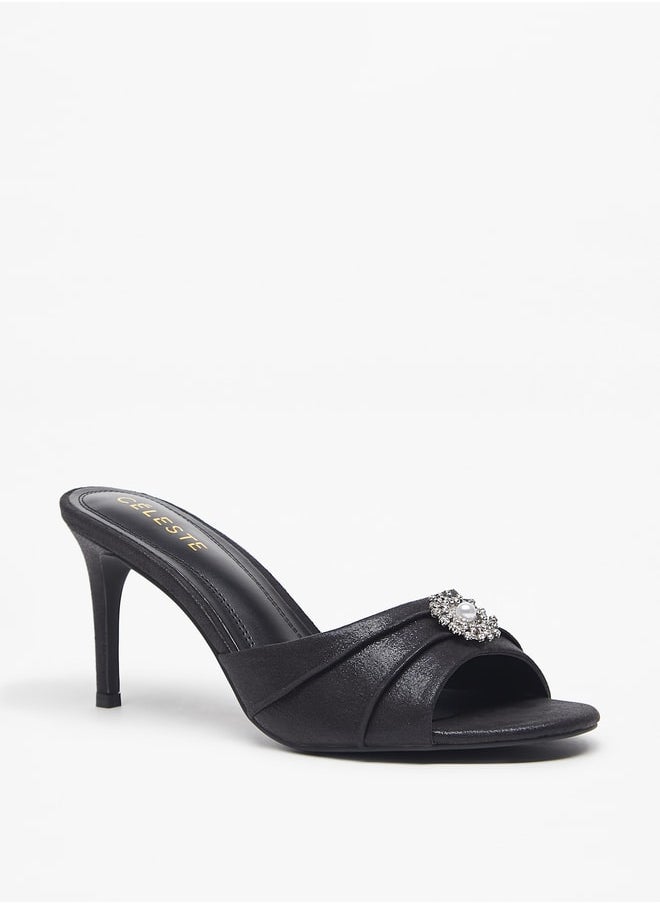Celeste Women's Embellished Slip-On Sandals with Stiletto Heels  - Image 1